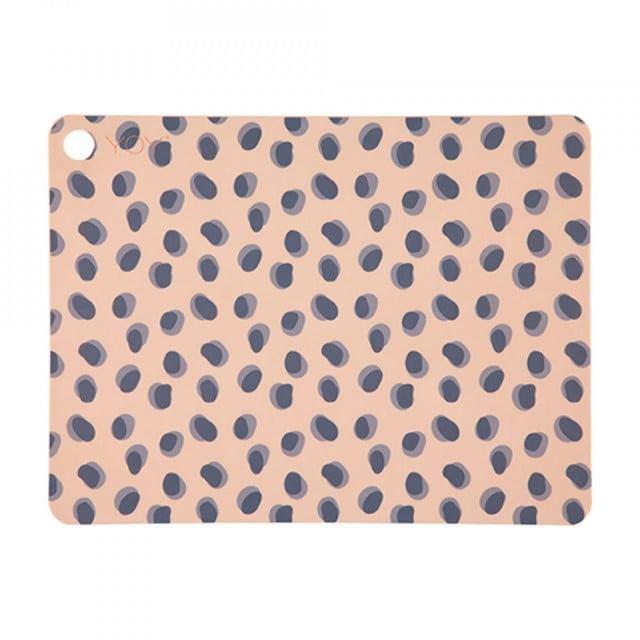 Set 2 protectii masa dreptunghiulare multicolore din fibre sintetice 34x45 cm Leopard Dots Oyoy