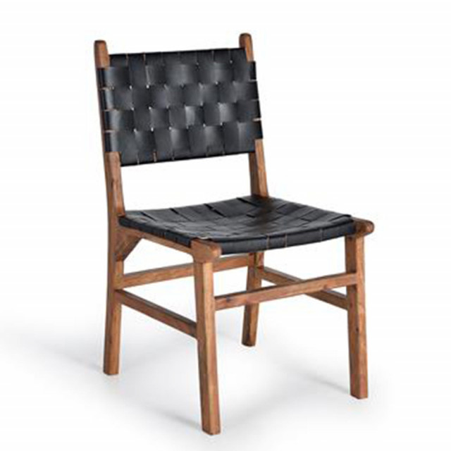 Set 2 scaune dining maro/negre din piele si lemn Phor Giner y Colomer