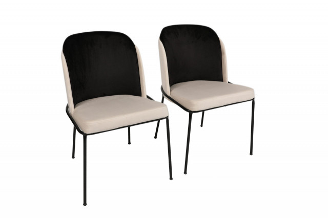 Set 2 scaune dining negre/crem din catifea Dore The Home Collection