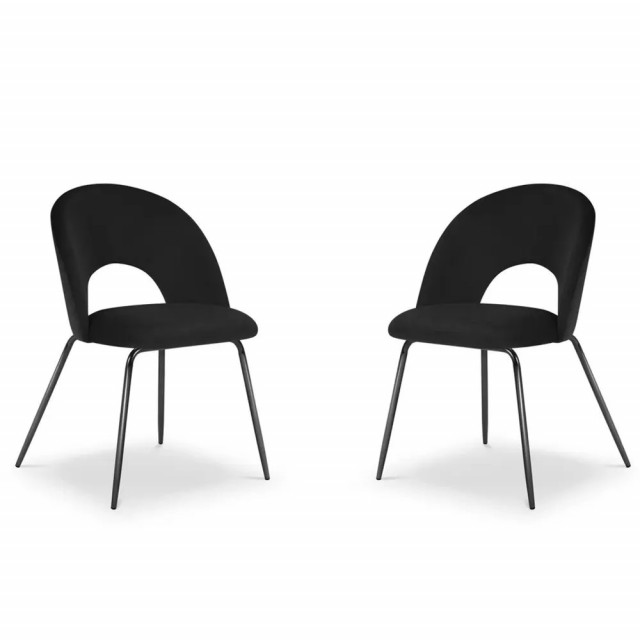 Set 2 scaune dining negre din catifea si metal Emma Besolux