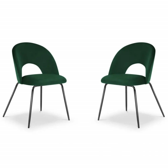 Set 2 scaune dining verzi din catifea si metal Emma Besolux