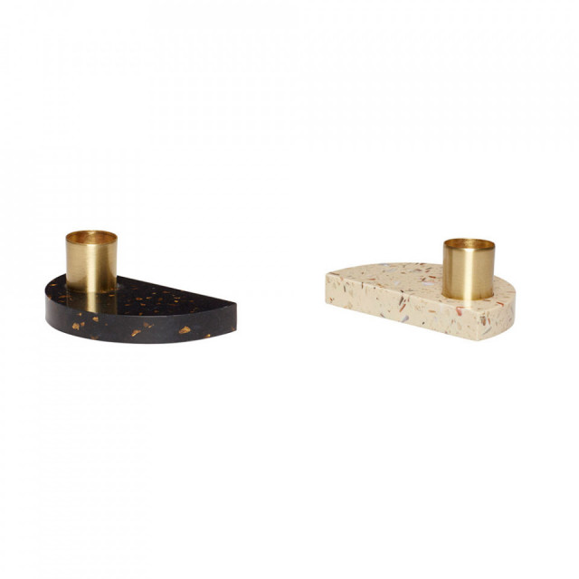 Set 2 suporturi lumanare multicolore din ciment 4 cm Crescent Hubsch