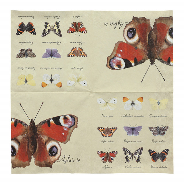 Set 20 servetele multicolore din hartie 33x33 cm Butterflies Esschert Design