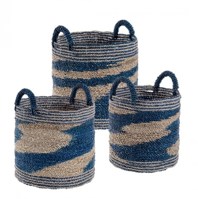 Set 3 cosuri maro/albastre din fibre naturale Achal Bizzotto