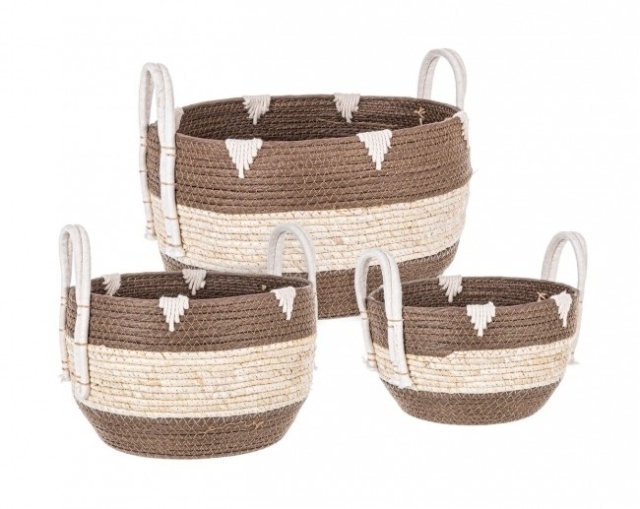 Set 3 cosuri maro/crem din fibre naturale Thelma Fat Bizzotto