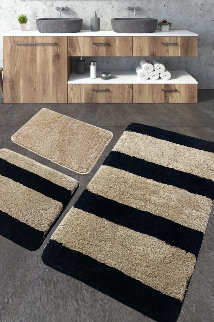 Set 3 covorase de baie multicolore din fibre sintetice 50x100 cm Karo The Home Collection