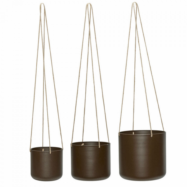 Set 3 suporturi pentru ghiveci suspendabile maro din metal Bloom Hubsch
