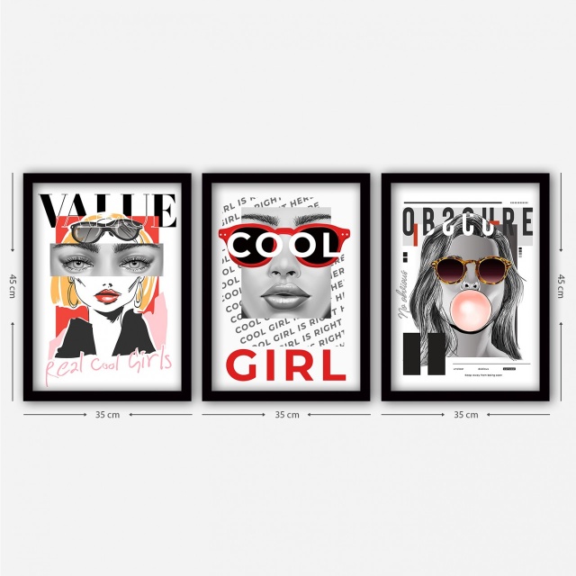 Set 3 tablouri multicolore din plastic 35x45 cm Cool The Home Collection