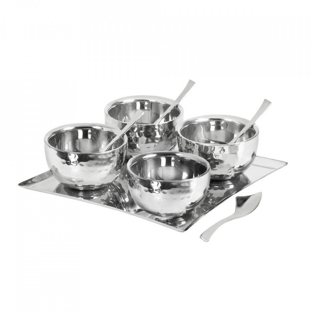 Set 4 boluri cu tava din metal Madelaine Edzard