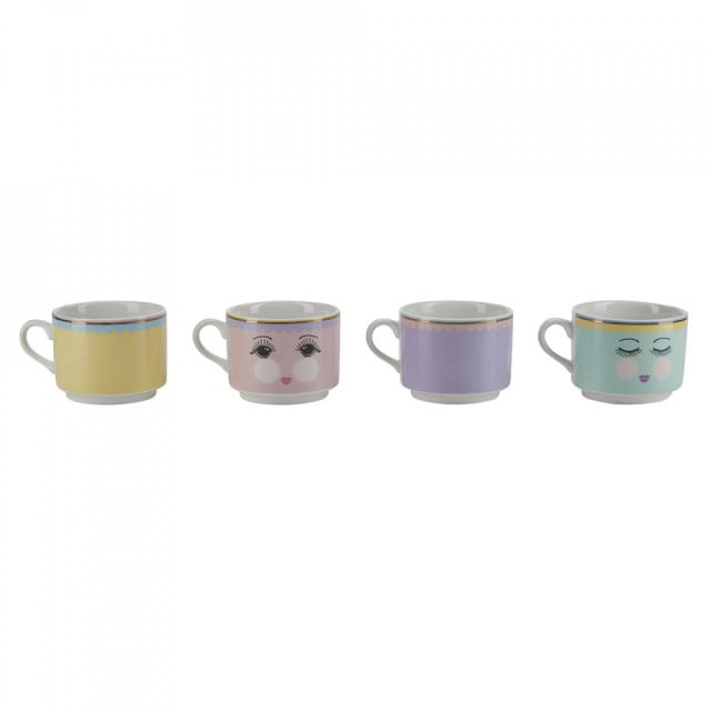 Set 4 cesti si suport din ceramica 8x6 cm Me Miss Etoile