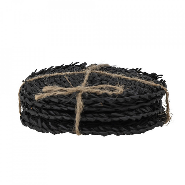 Set 4 coastere negre din fibre naturale 10 cm Nele Creative Collection