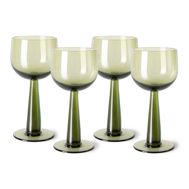 Set 4 pahare pentru vin verde oliv din sticla 200 ml Emeralds HKliving