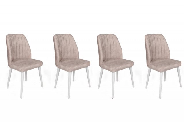 Set 4 scaune dining crem/albe din catifea Alfa The Home Collection
