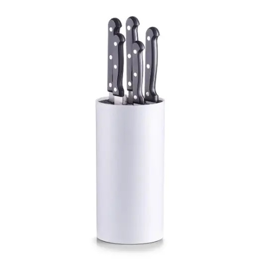 Set 5 cutite cu suport alb/negru din plastic si metal Knife Block White Zeller