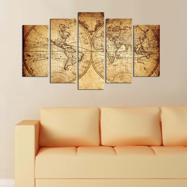 Set 5 tablouri multicolore Maps The Home Collection