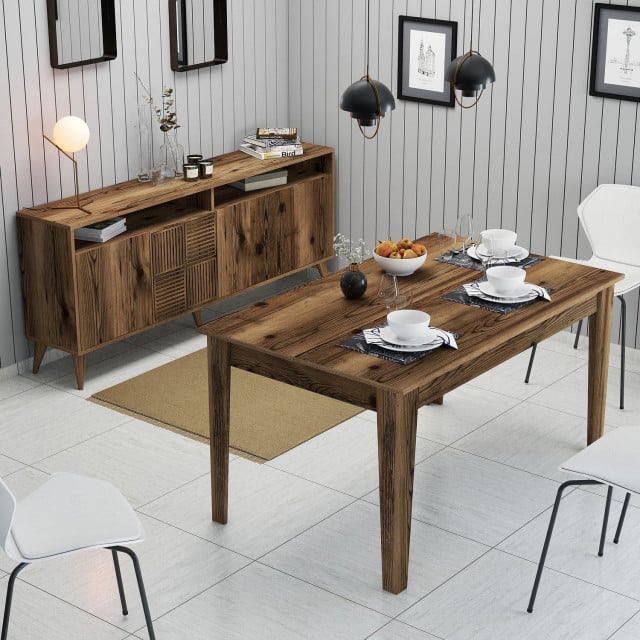 Set bufet inferior si masa dining maro din lemn Milan The Home Collection