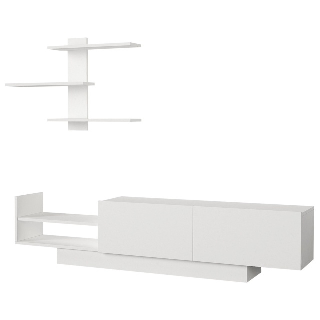 Set comoda TV cu etajera alba din lemn Terma The Home Collection