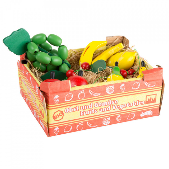 Set de joaca 12 piese din lemn Box with Fruits small foot