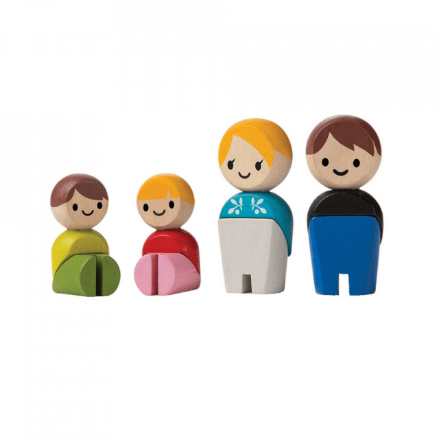 Set de joaca 4 piese multicolor din lemn European Family Plan Toys