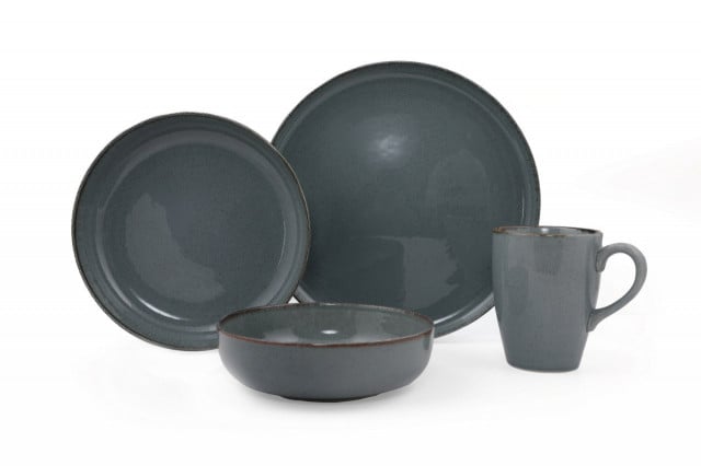 Set de masa 16 piese gri din ceramica Keny The Home Collection