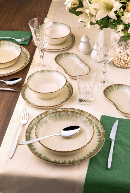 Set de masa 27 piese multicolore din ceramica Okas Green The Home Collection