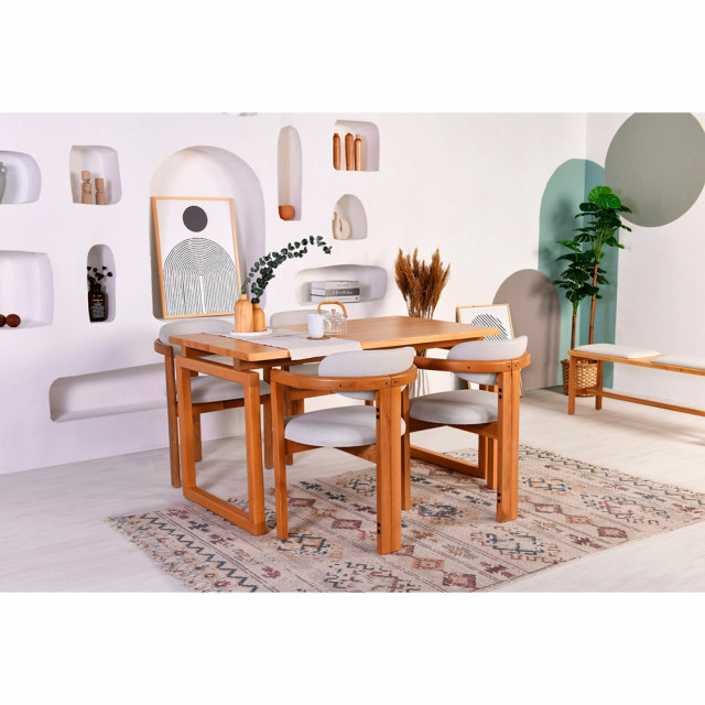 Set masa dining cu 4 scaune maro din lemn Cheri The Home Collection