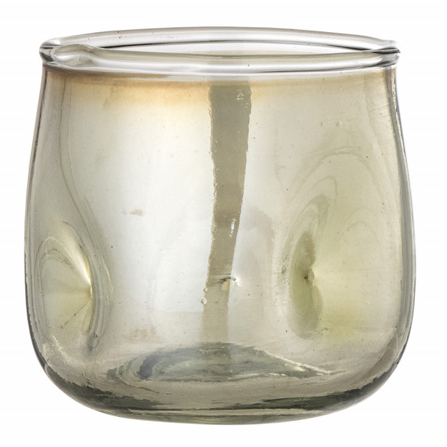 Suport lumanare verde din sticla 7 cm Idalina Bloomingville