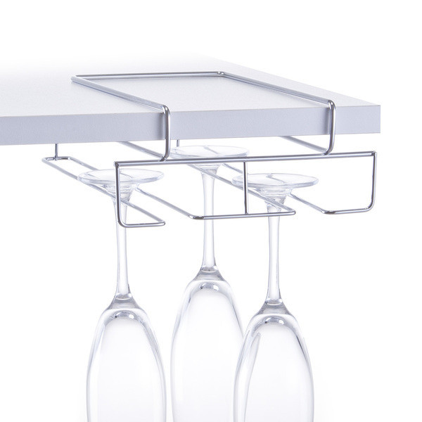 Suport pentru pahare argintiu din metal Shelf Glass Holder Zeller