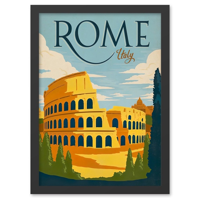 Tablou multicolor din lemn 40x55 cm Rome The Home Collection