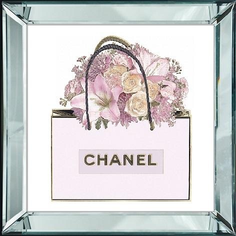 Tablou multicolor din sticla 40x40 cm Bag C Pink Silver Ter Halle