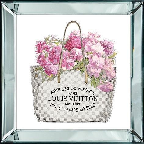 Tablou multicolor din sticla 50x50 cm Bag LV Multi Ter Halle