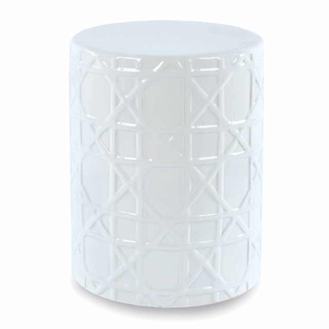 Taburet alb din ceramica 36 cm Mady Thai Natura