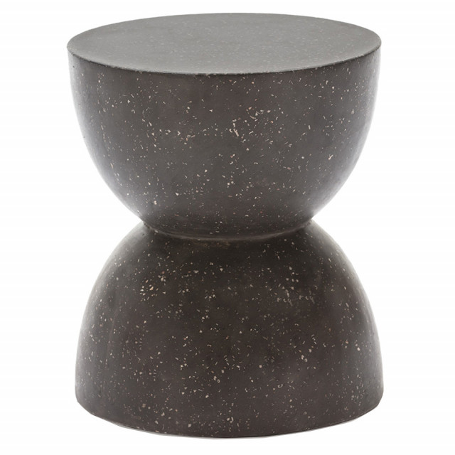 Taburet decorativ negru din ciment si marmura 40 cm Elisse Thai Natura