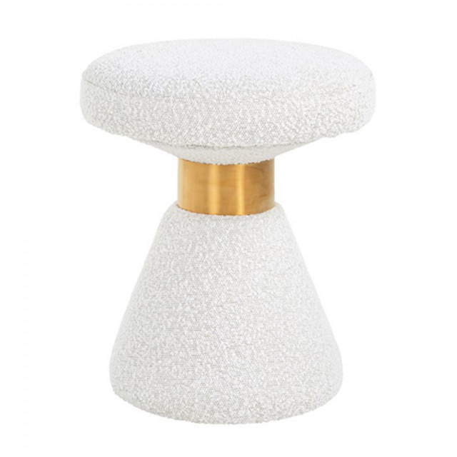 Taburet rotund alb/auriu din lemn 40 cm Tribe Richmond Interiors