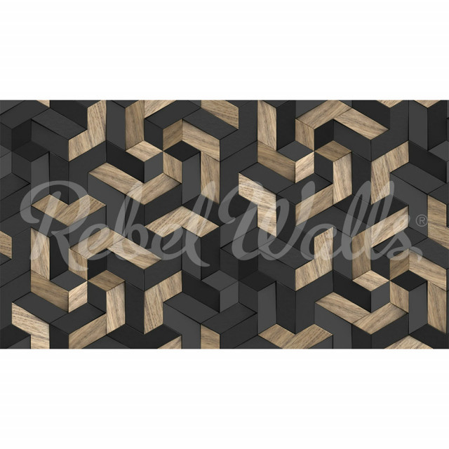 Tapet multicolor din hartie Geometric Wood Rebel Walls