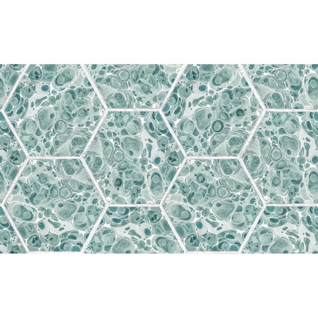 Tapet verde din hartie Marbled Hexagon Tiles Rebel Walls