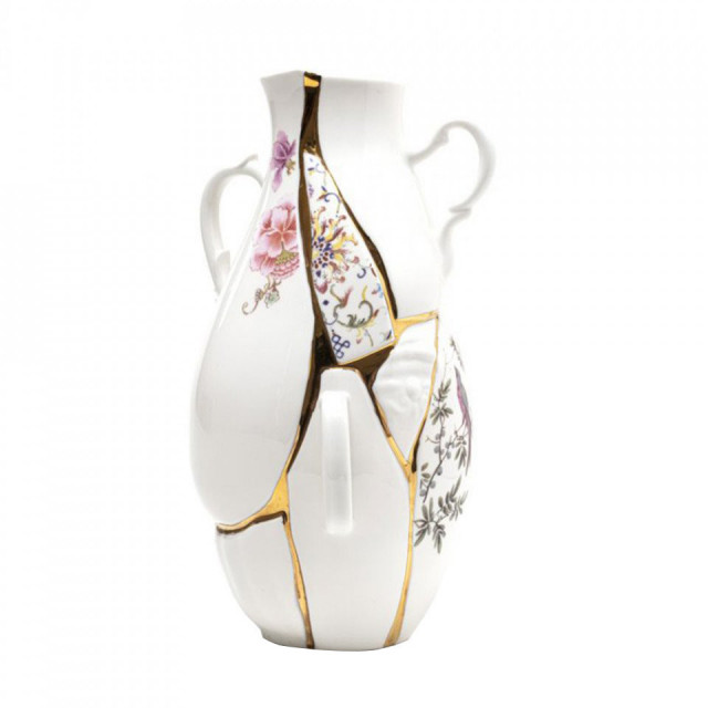 Vaza multicolora din ceramica 32 cm Kintsugi Seletti