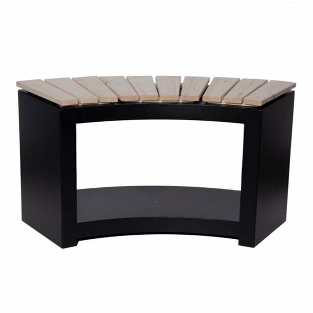 Bancheta exterior neagra/maro din otel si lemn de pin 90 cm Locke Esschert Design