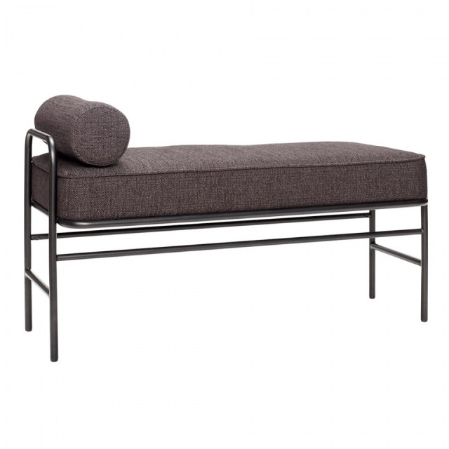 Bancheta neagra din textil 106 cm Pipe Hubsch