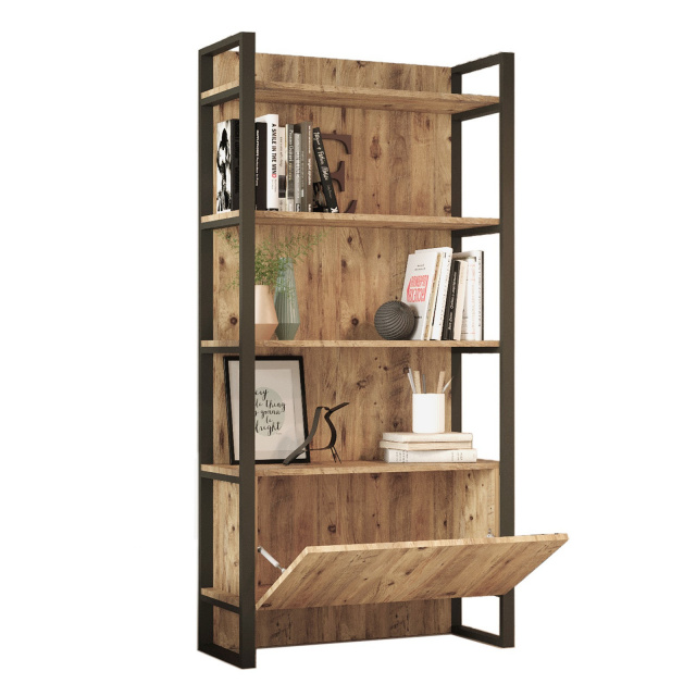 Biblioteca maro/neagra din lemn 180 cm Ml6-A The Home Collection