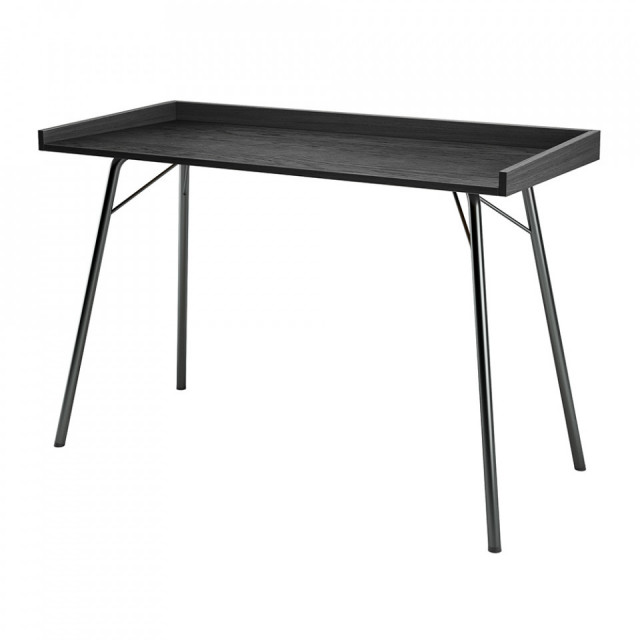Birou negru din lemn si otel 52x115 cm Rayburn Woodman