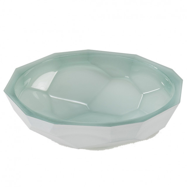 Bol decorativ albastru aqua/alb 33x34 cm Leia Thai Natura