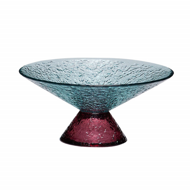 Bol decorativ albastru/rosu din sticla 7 cm Bonbon Hubsch