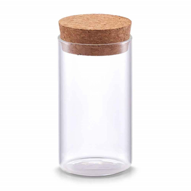 Borcan cu capac transparent/maro din sticla si fibre naturale 175 ml Storage Jar Cork Petit Zeller
