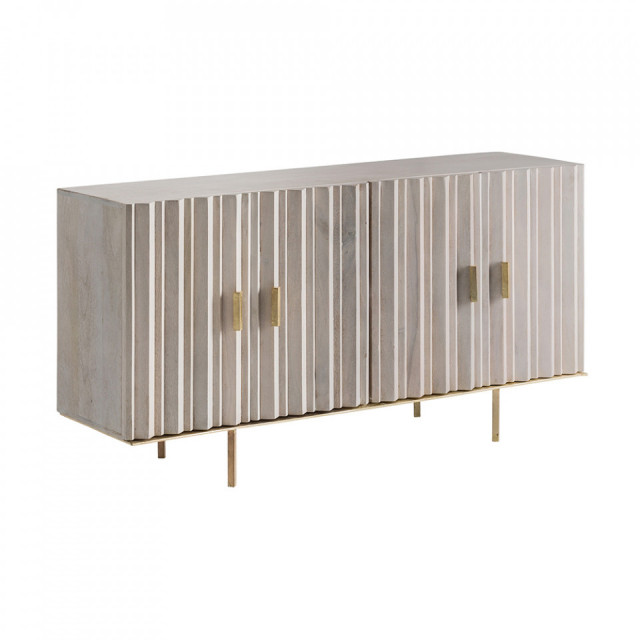 Bufet inferior alb/auriu din lemn 153 cm Lure Vical Home