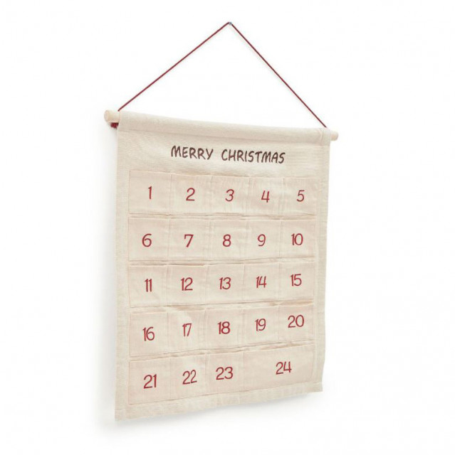 Calendar Advent din bumbac si lemn de pin Nahir Kave Home