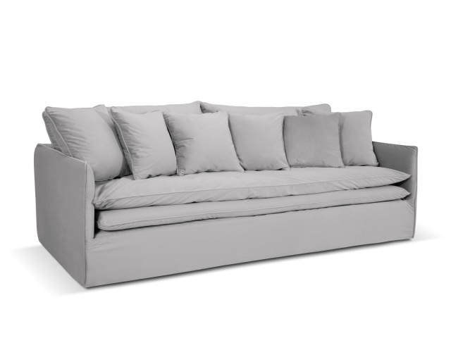 Canapea argintie din catifea pentru 4 persoane Boho Blu Besolux