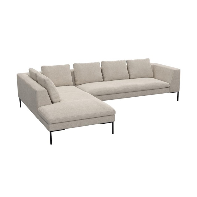 Canapea cu colt bej din textil pentru 3 persoane Loano Left Flexlux
