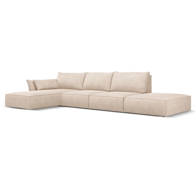 Canapea cu colt bej din textil pentru 5 persoane Kaelle Left Besolux