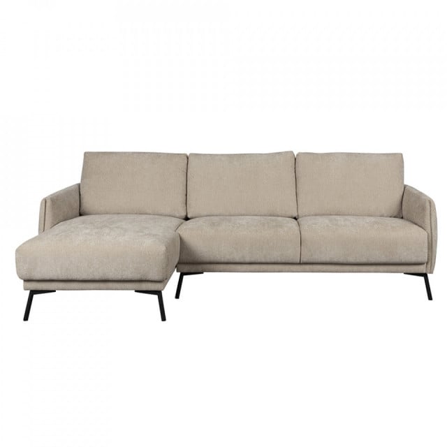 Canapea cu colt crem din material textil si lemn 246 cm Harper Left Dutchbone